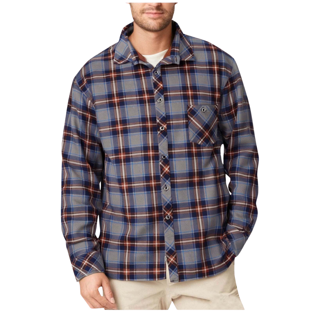 Men's Sherpa Lined Flannel Button-Up Shirt Jacket - Red, Medium