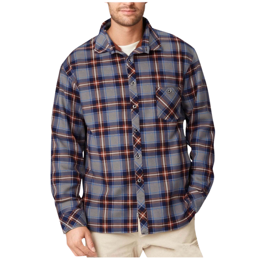 Men's Sherpa Lined Flannel Button-Up Shirt Jacket - Red, Medium